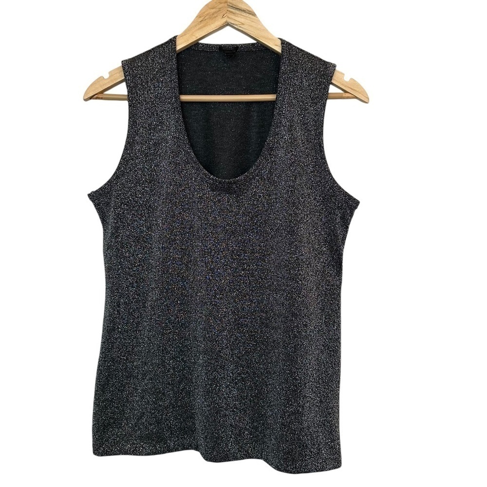 J Crew Tank Top Womens M black label Sparkle Metallic Staple Cocktail Party